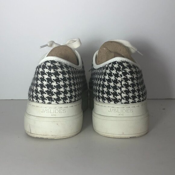J/SLIDES NYC Nate Sneakers Women's Size 8.5 Black Houndstooth Platform Shoes - Picture 3 of 11